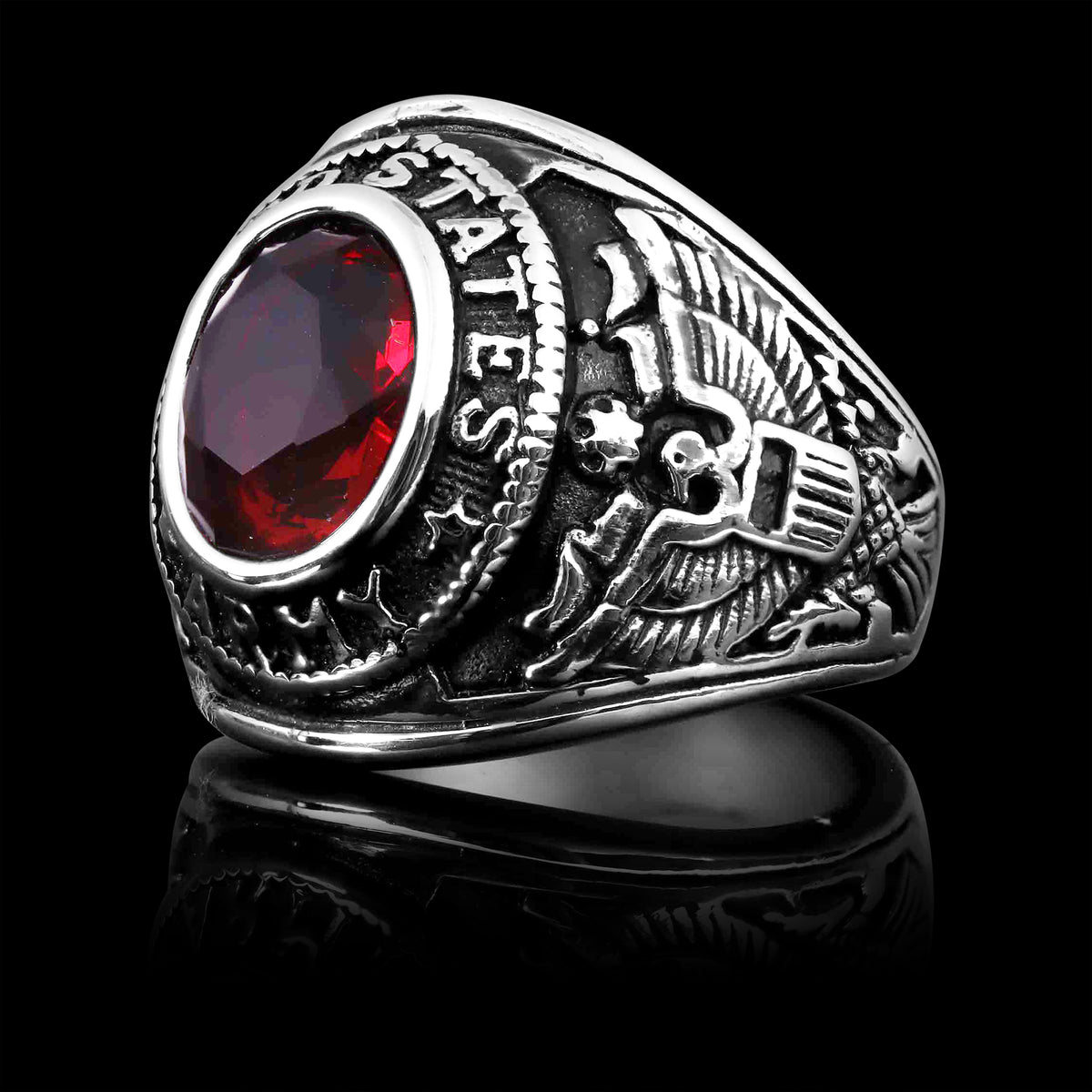 United States Military Red Stone Army Ring – Biker Jewelry Shop