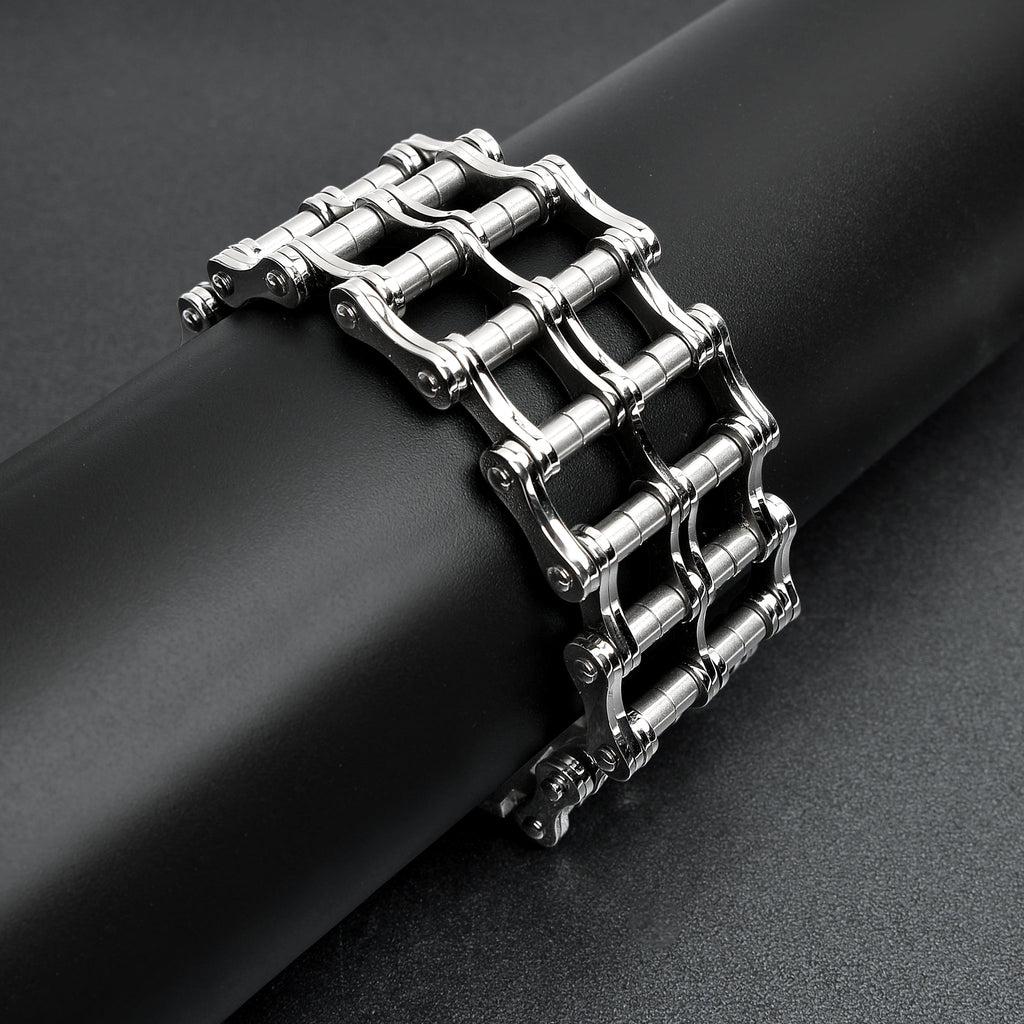 Stainless Steel Heavy Double Bike Chain Bracelet