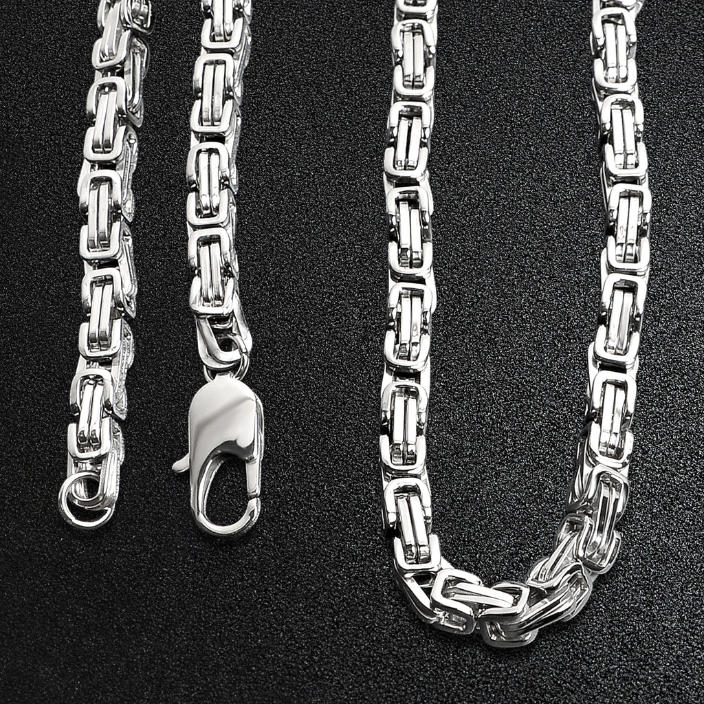 Biker Jewelry Shop Stainless Steel Byzantine Chain Necklace