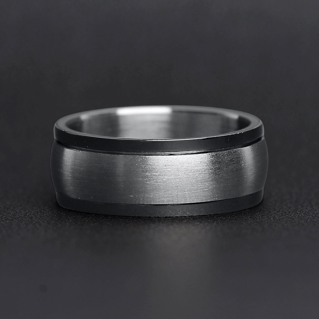 Highly Polished Stainless Steel Black Trim Spinner Center Ring / SRJ9002