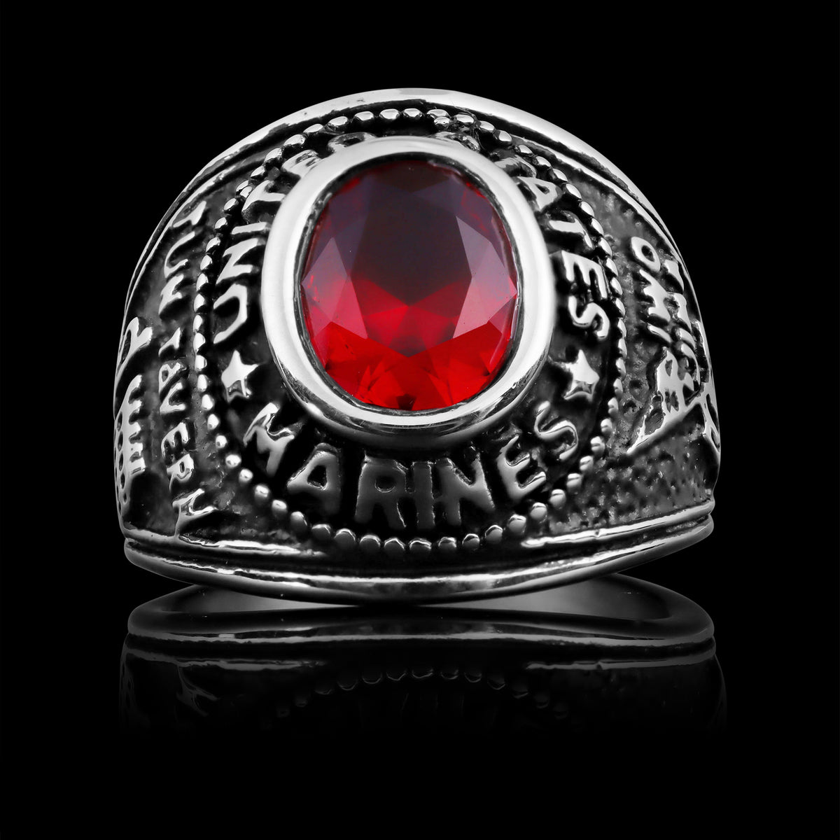 United States Military Red Stone Women's Marine Corp Ring – Biker ...