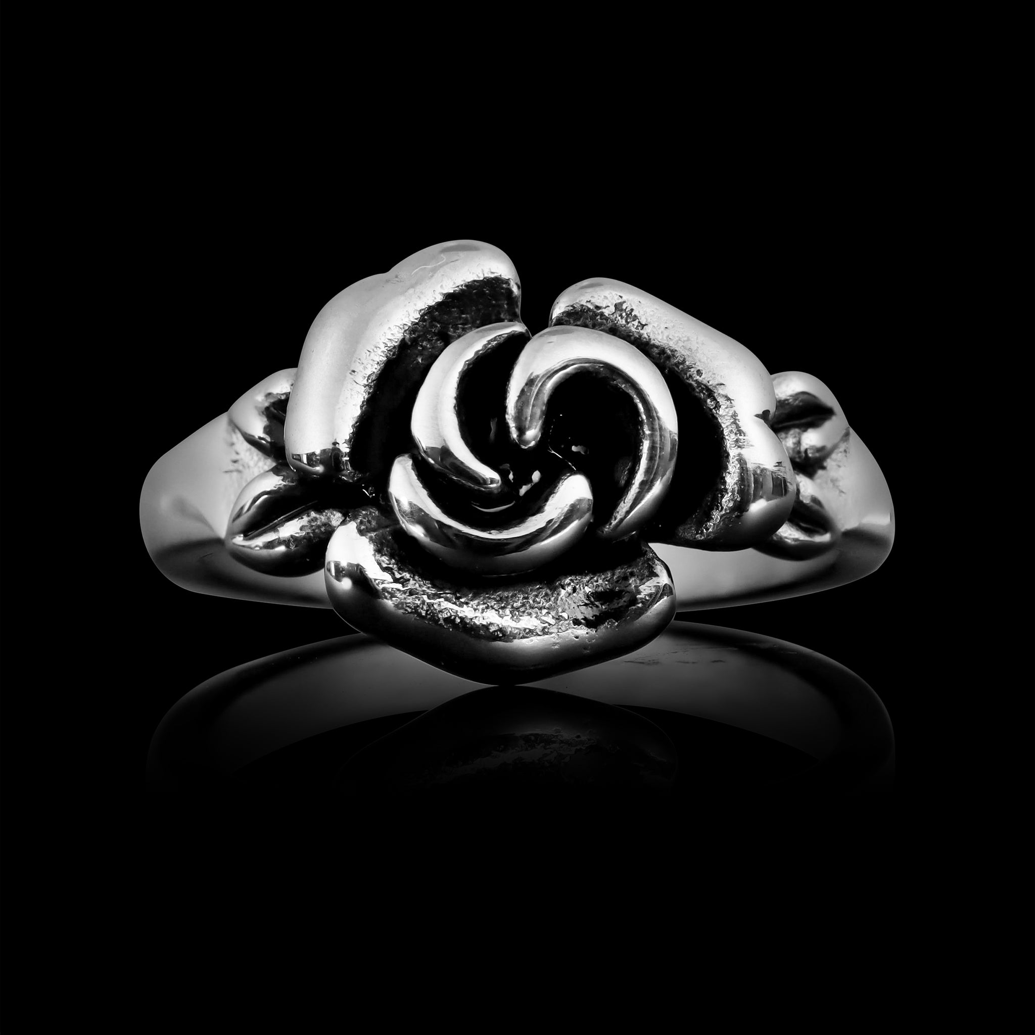 Stainless Steel Rose Ring - Biker Jewelry Shop
