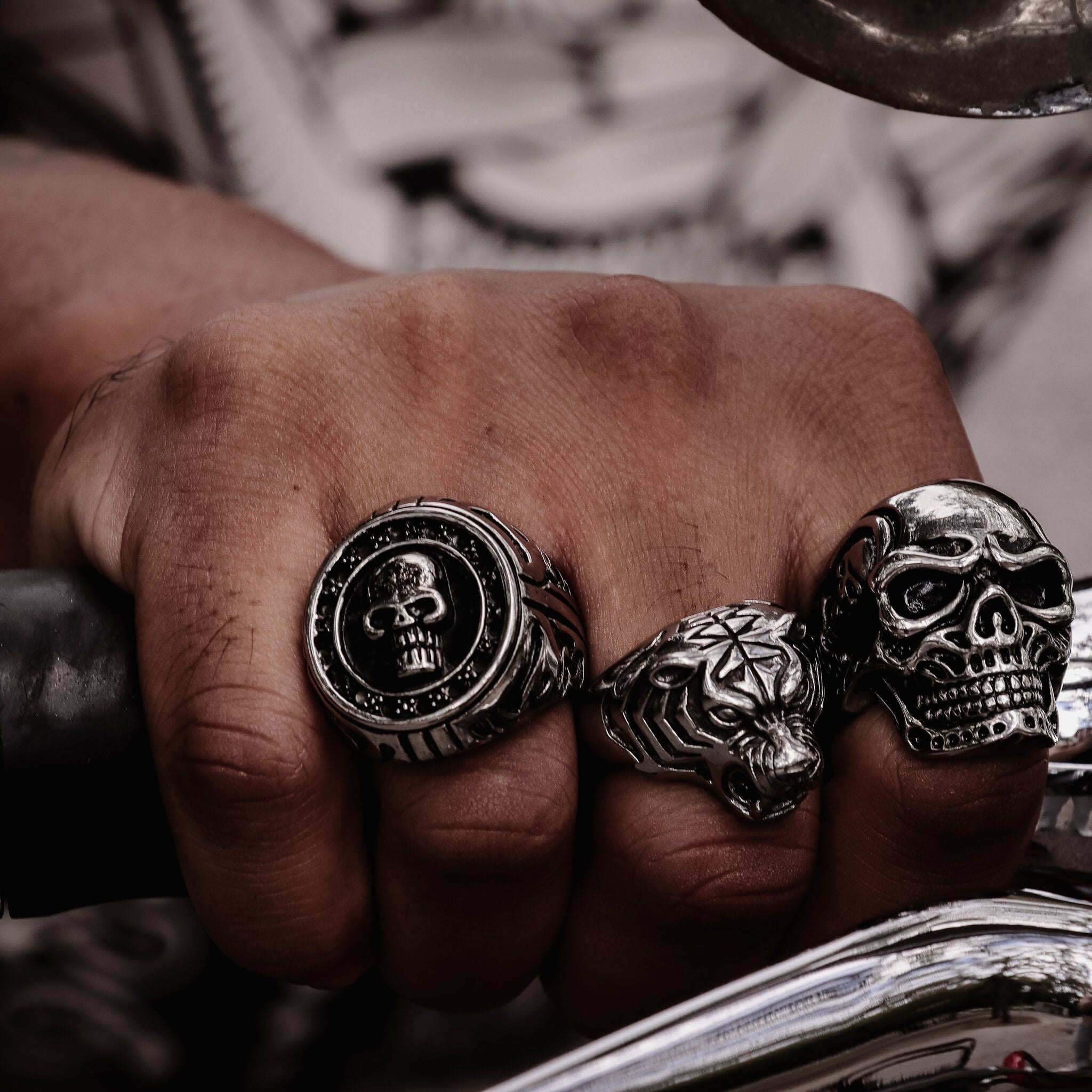 Black Skull fashion Biker Ring, Biker Jewelry, Skull Ring with Ruthenium, Brutal Skull Ring, Ruthenium Plated Ring, Skull Symbol Ring, Black Skull