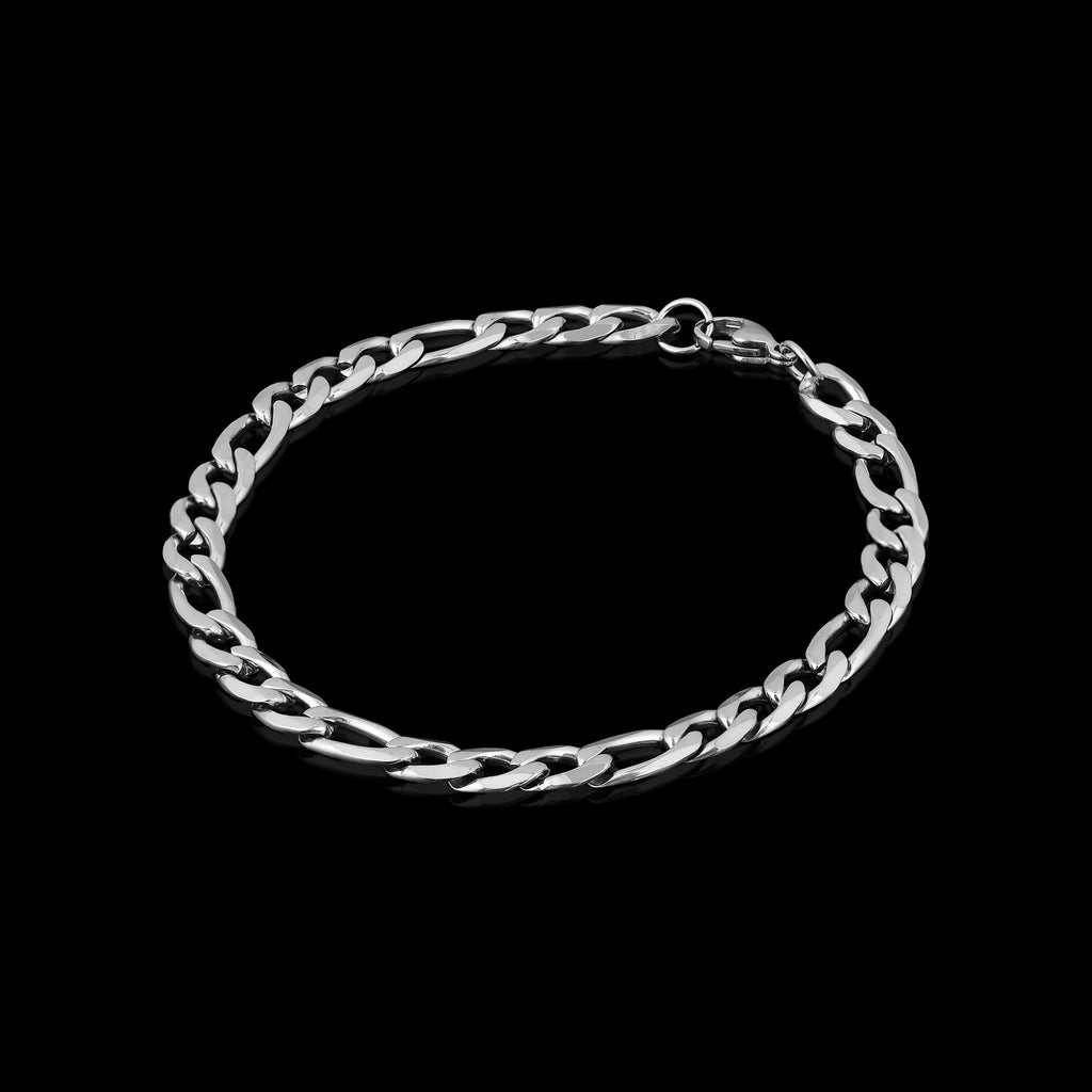 12mm Stainless Steel Lion Head Bangle – Men's Figaro Rolo Chain Biker Bracelet