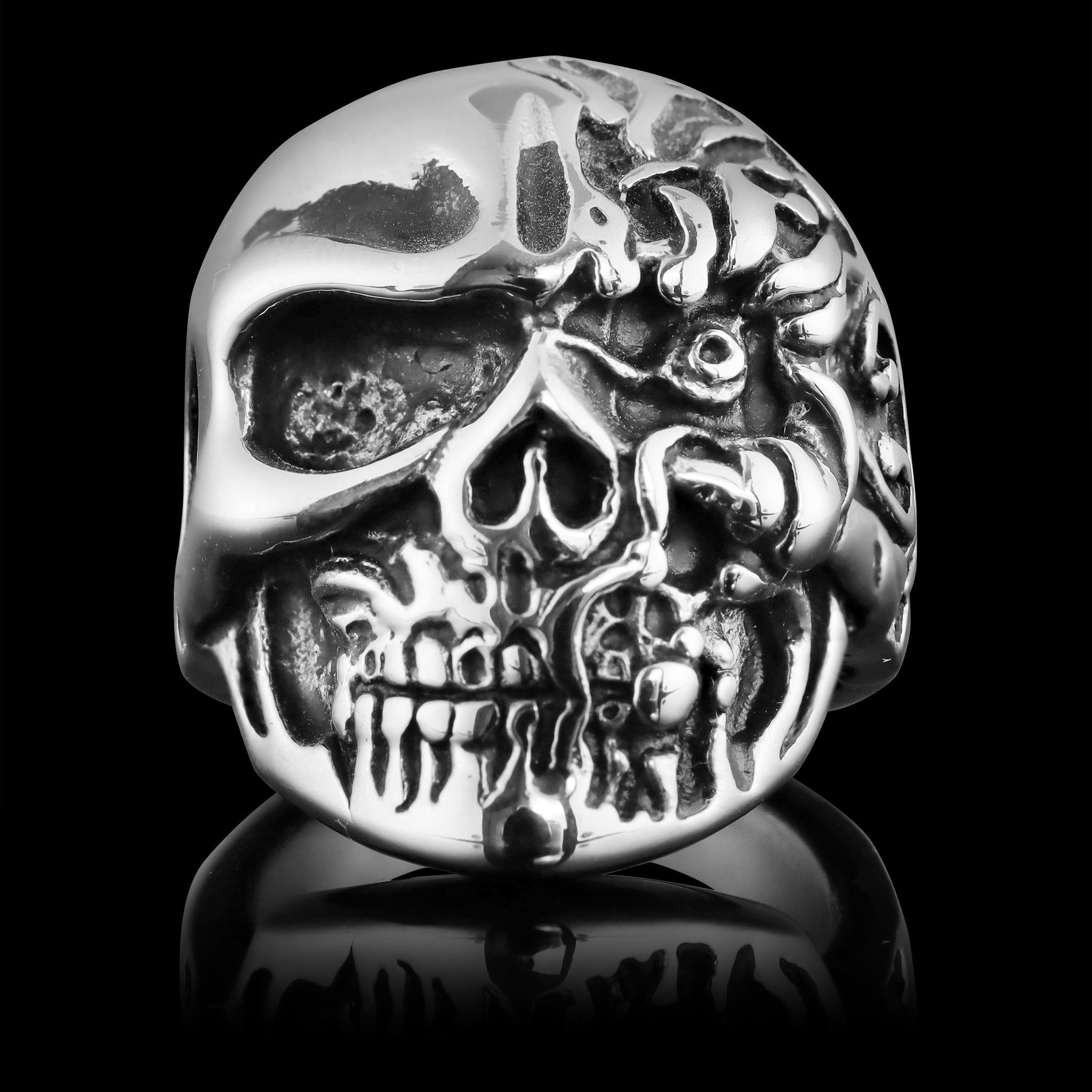 Stainless Steel Two-Faced Skull Ring – Biker Jewelry Shop