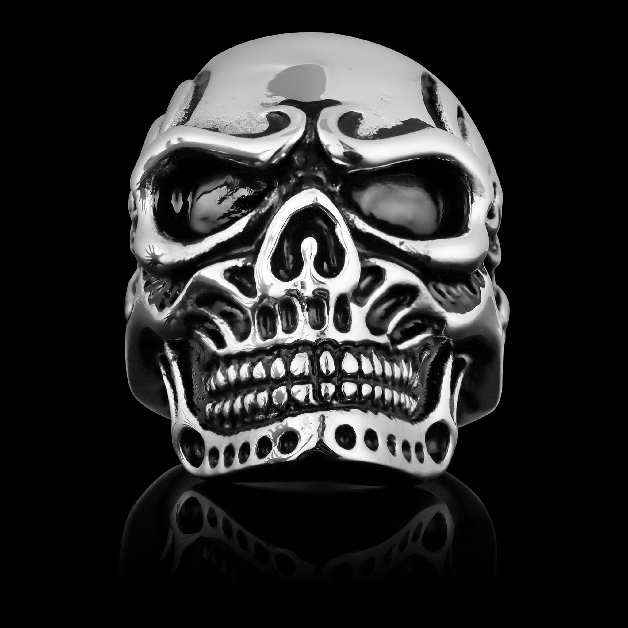Stainless Steel Skull With Skeleton Accents Ring – Biker Jewelry Shop