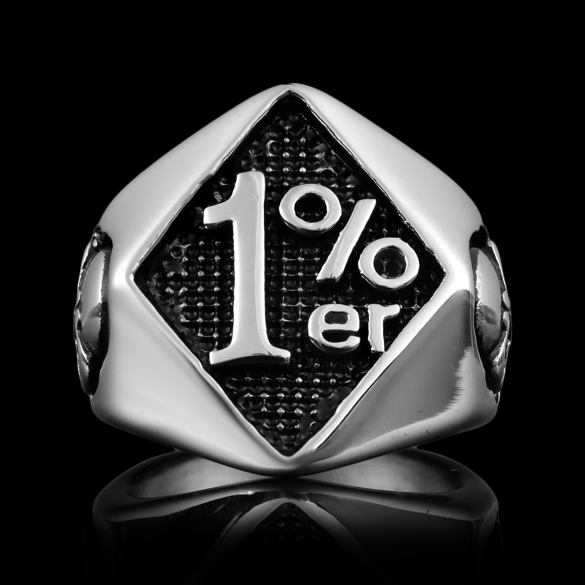 Stainless Steel 1%er Skull Accents Signet Ring – Biker Jewelry Shop