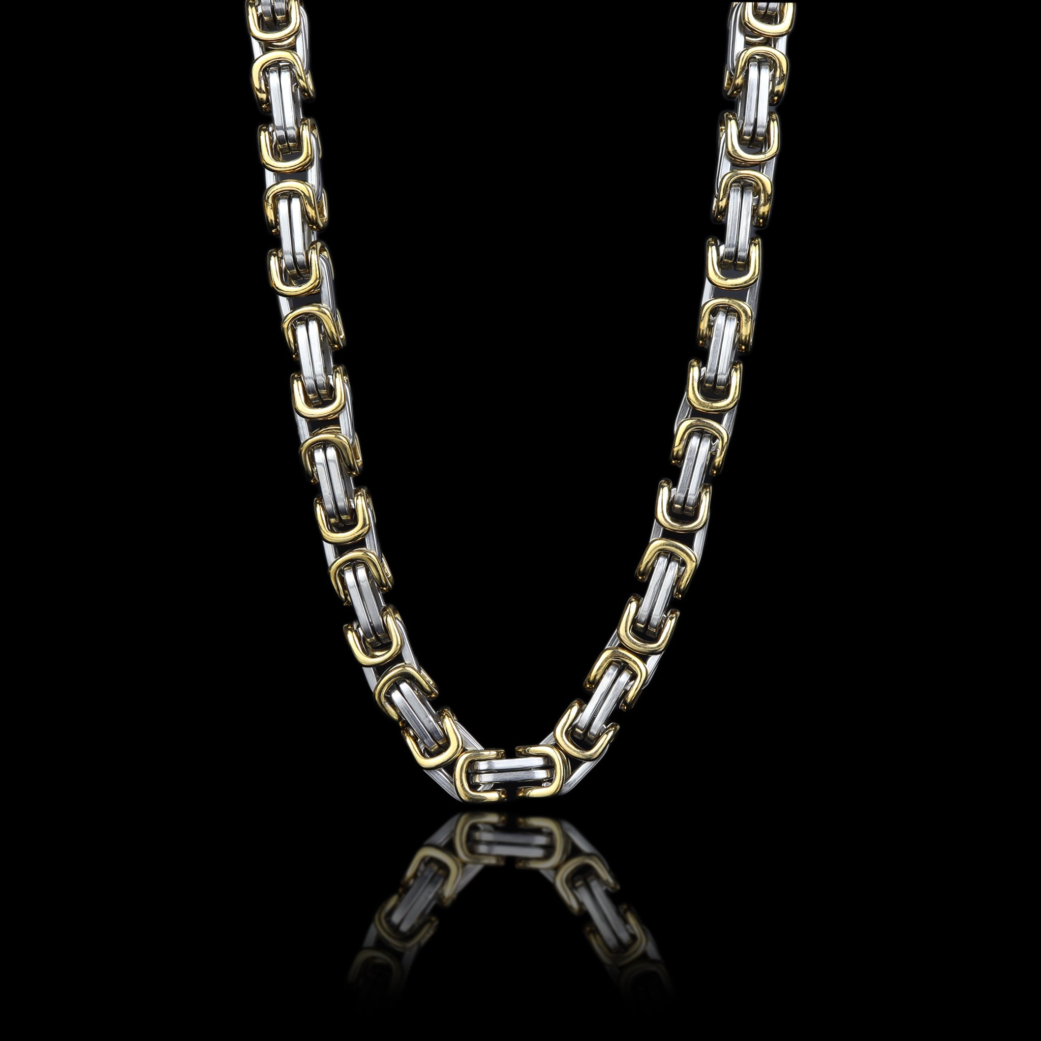 Italian 14K Gold Graduated 12mm Byzantine Necklace