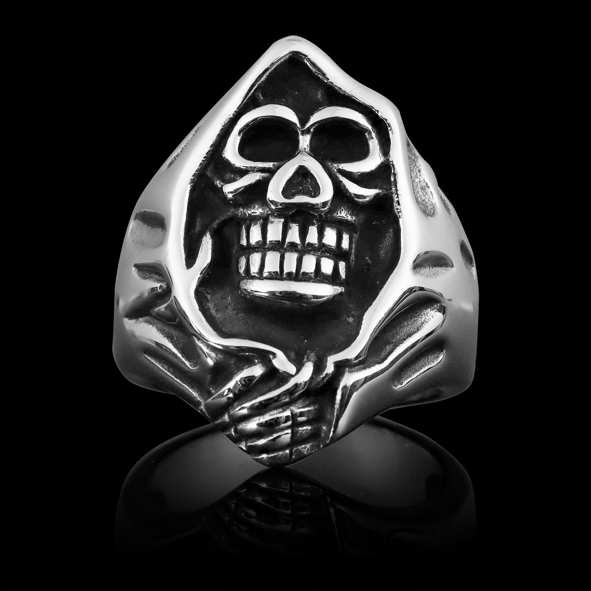 ZMY Home Grim Reaper Skull Ring - Stainless Steel Gothic Jewelry For Men & Women - View #5