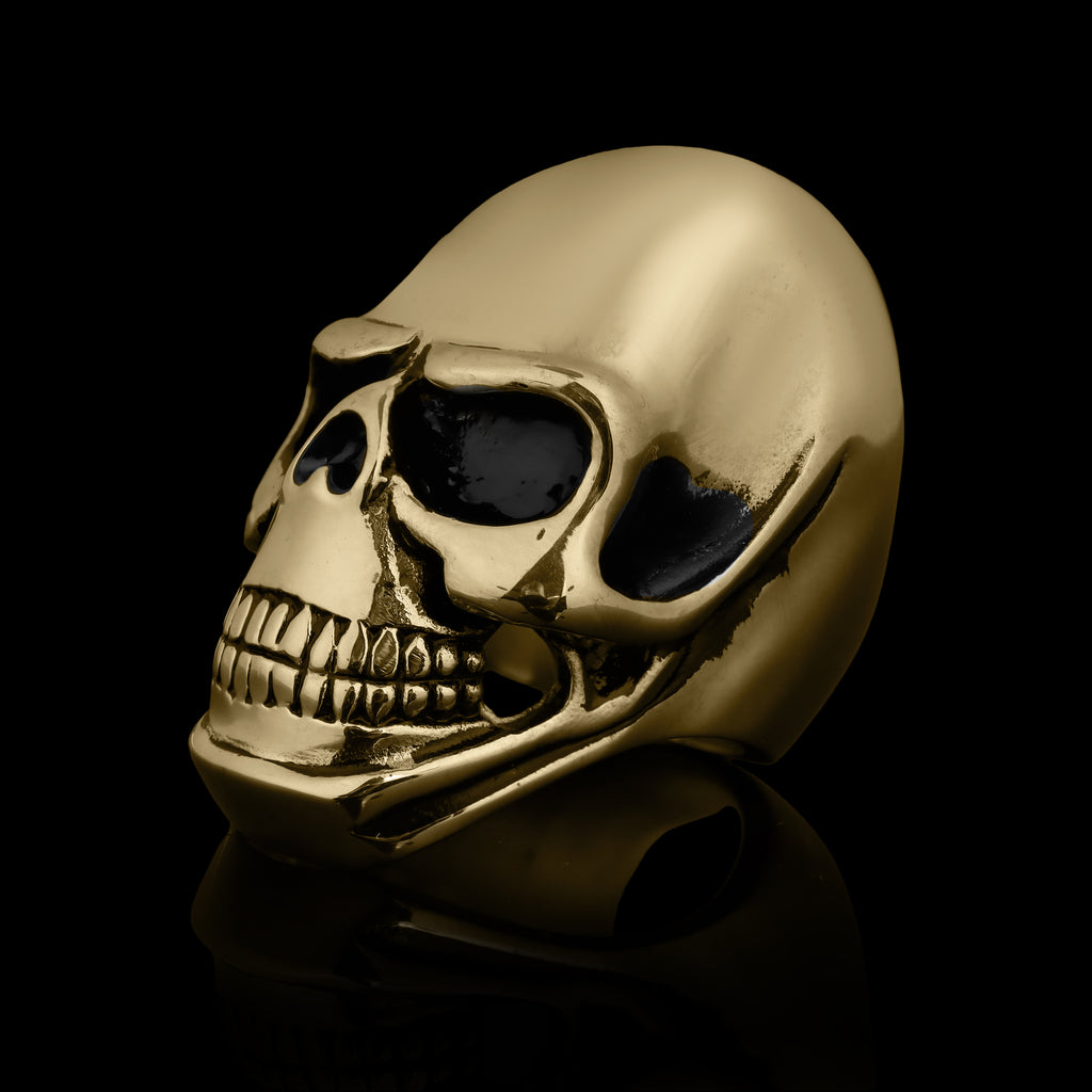 Gold Grinning Skull Ring
