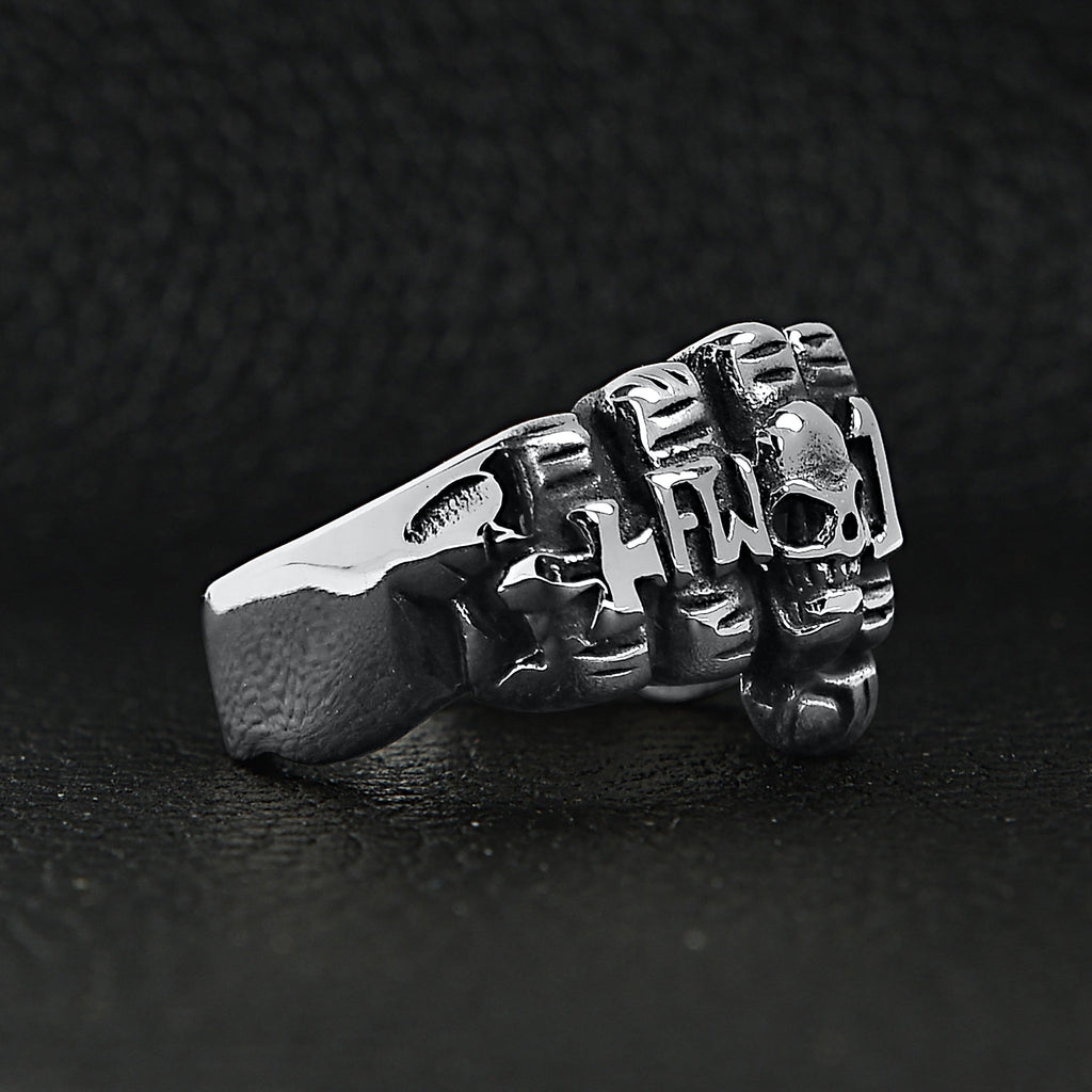 Fist Chain Rings Stainless Steel Fist Biker Rings | Biker Jewelry Shop