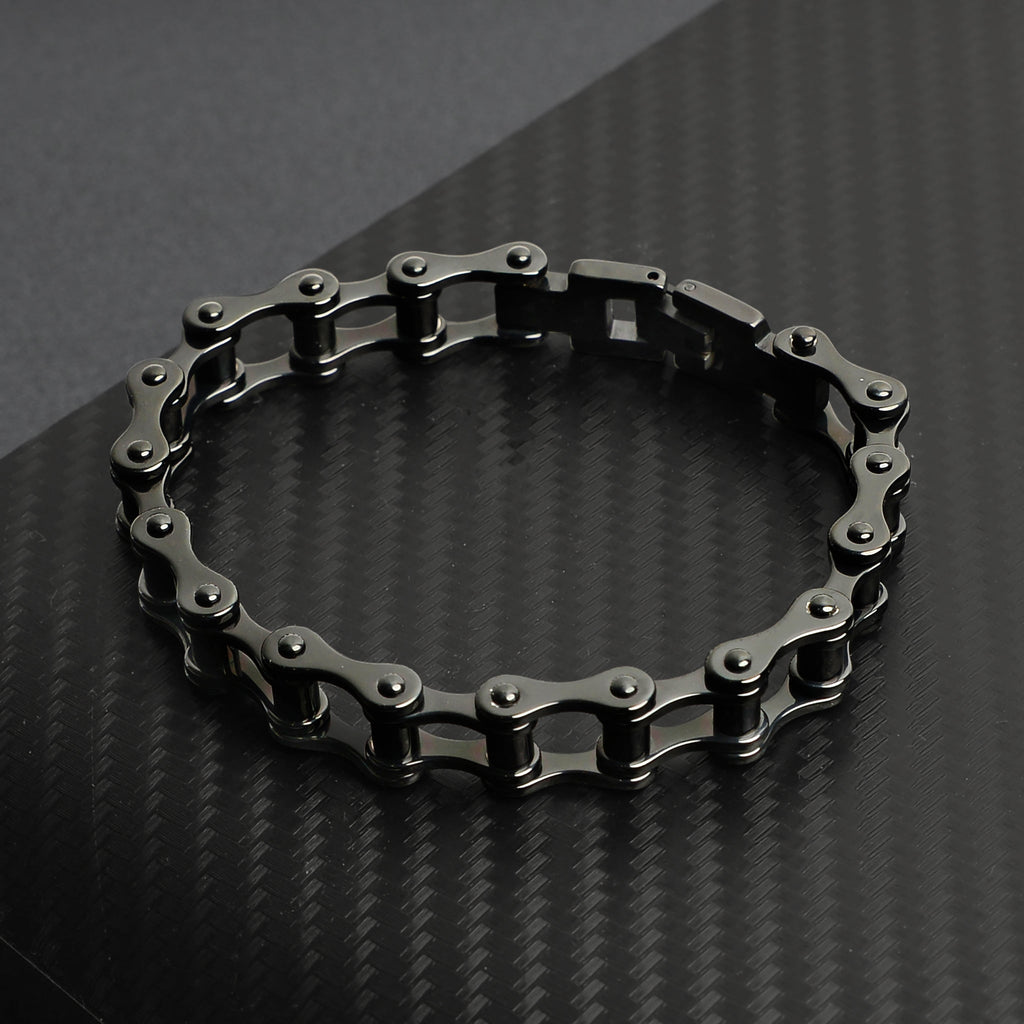 Stainless Steel Black Bike Chain Bracelet