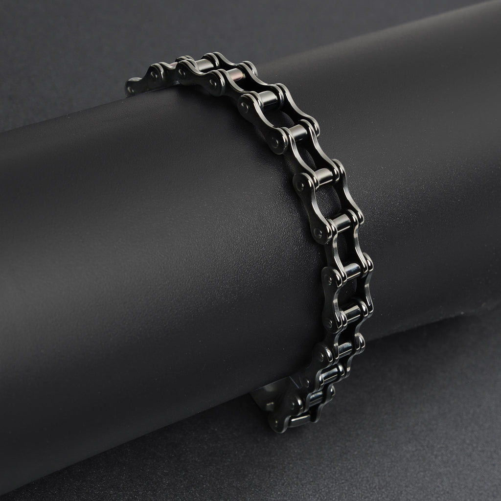 Stainless Steel Black Bike Chain Bracelet