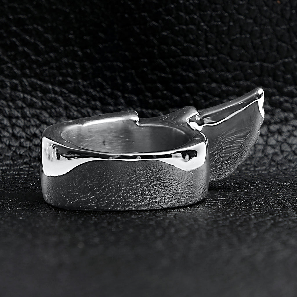 Stainless Steel Detailed Wing Ring