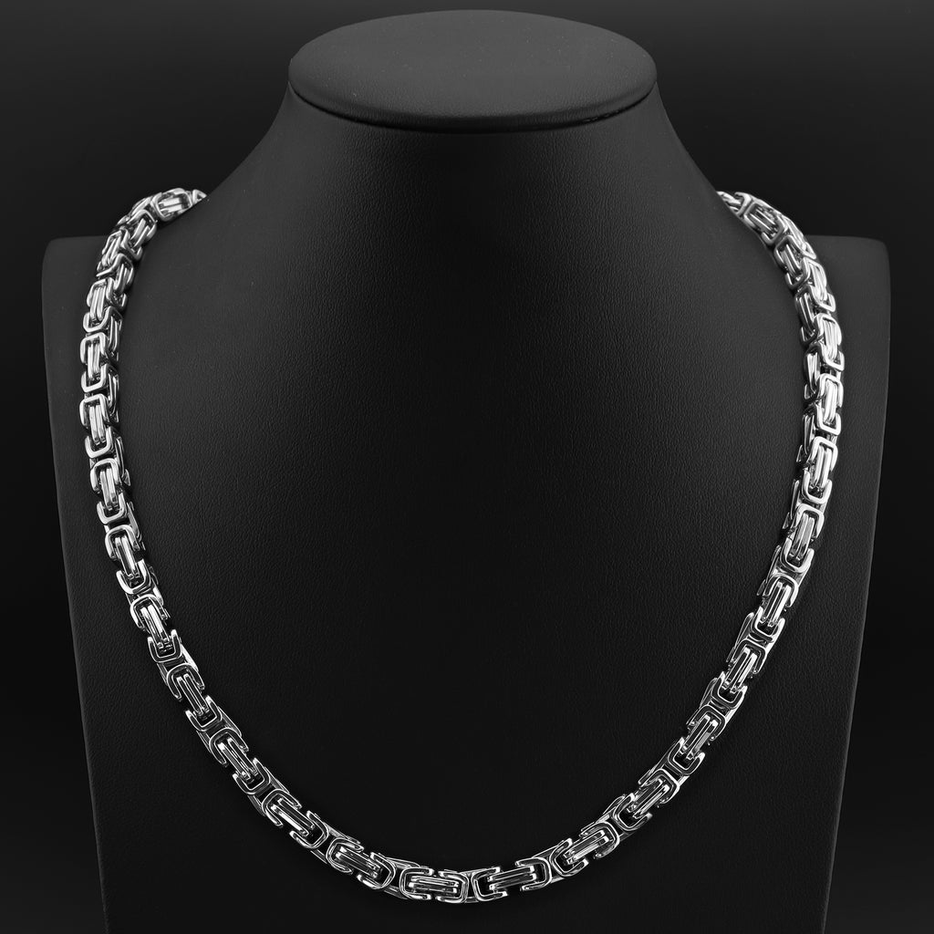 Biker Jewelry Shop Stainless Steel Byzantine Chain Necklace